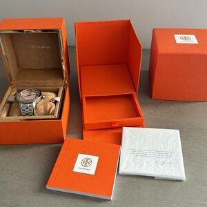 Tory Burch Pink Silver Stainless Steel Ladies Watch